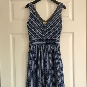 Maeve sleeveless blue printed dress size 0